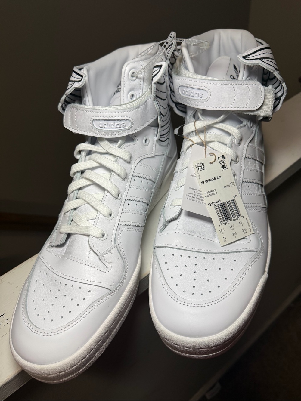 adidas White High-Top Leather Sneakers with Ankle Strap